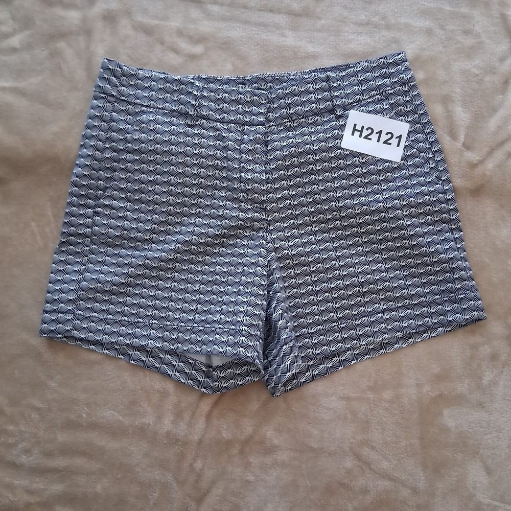 Nautica Geometric Chino Shorts Womens Navy White Size 6 Stretch Beach Preppy
